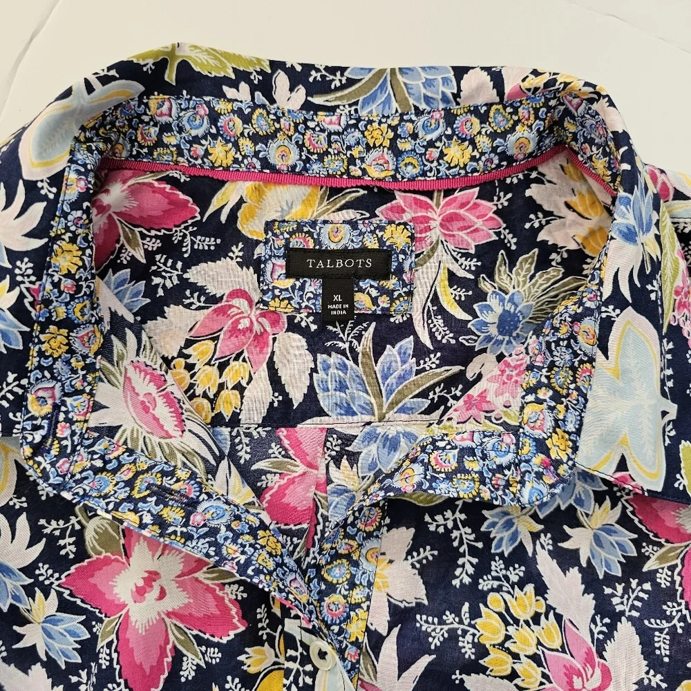 Talbots Cotton button front shirt Lush Garden size XL - Picture 6 of 7